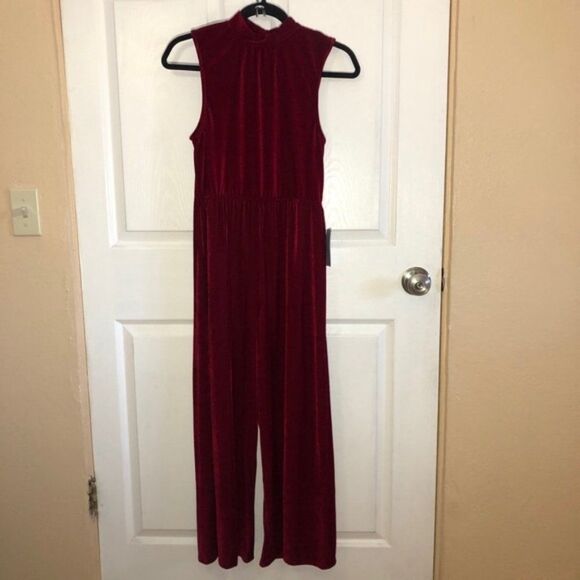 Velvet Torch Red Jumpsuit Mock Ribbed Velvet Sleeveless Size M - Picture 7 of 7